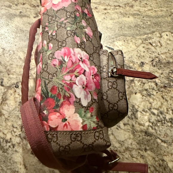 EXCELLENT Gucci Red/Pink GG Supreme Blooms Backpack - Picture 4 of 6
